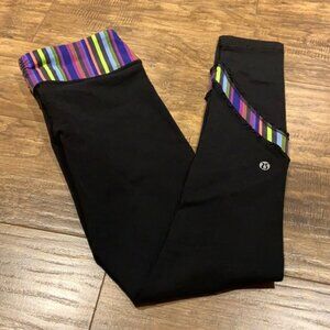 Lululemon full length leggings with neon stripes and ruff…